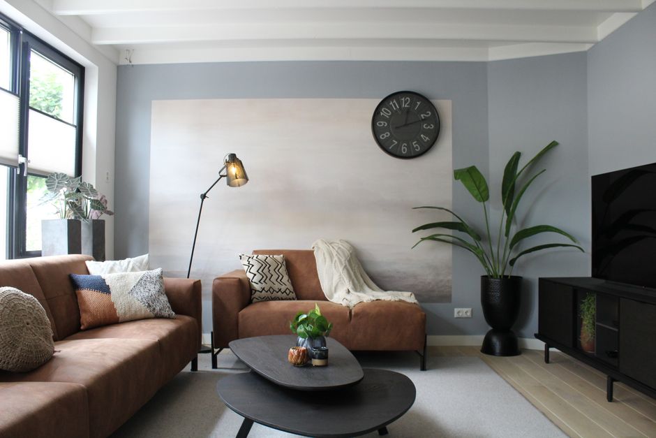 Fotobehang woonkamer met abstracte geometrische vormen. Fotobehang woonkamer met abstracte geometrische vormen.